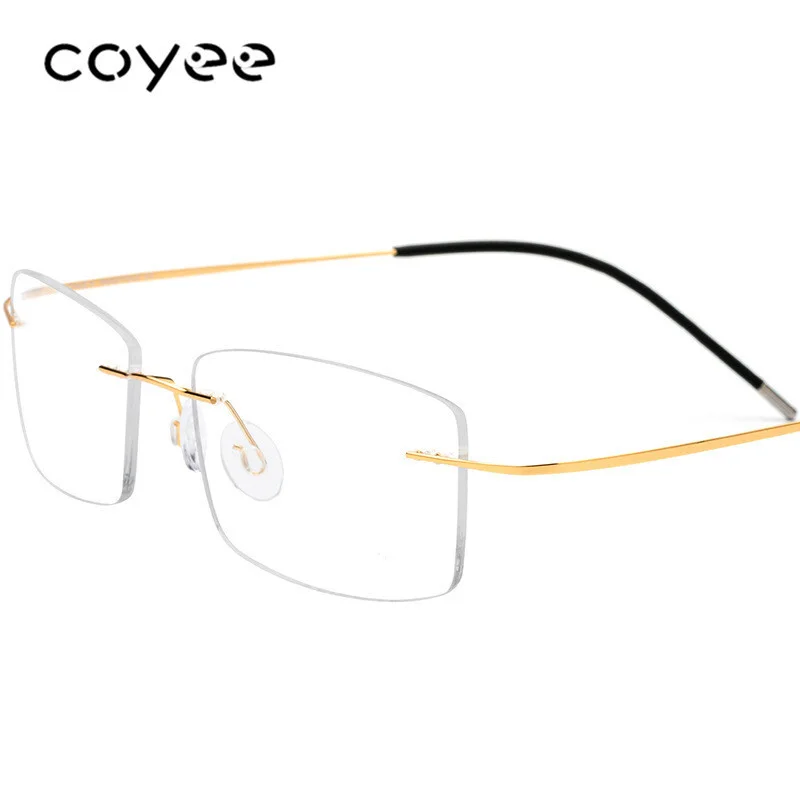 Ultralight Titanium Business Eyeglass Frames Women Men Gold Rimless Glasses