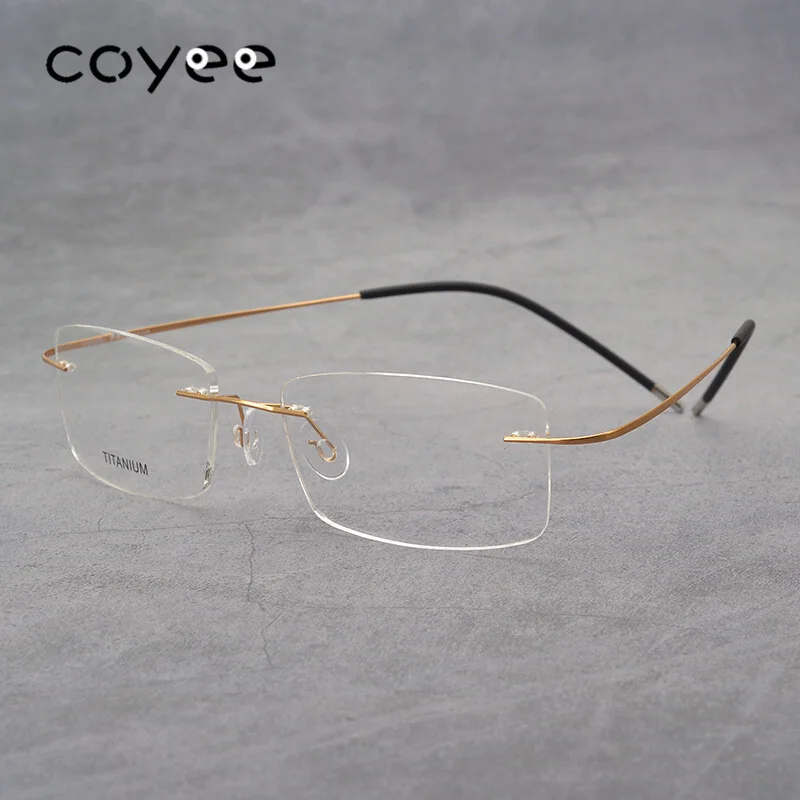 Ultralight Titanium Business Eyeglass Frames Women Men Gold Rimless Glasses 2
