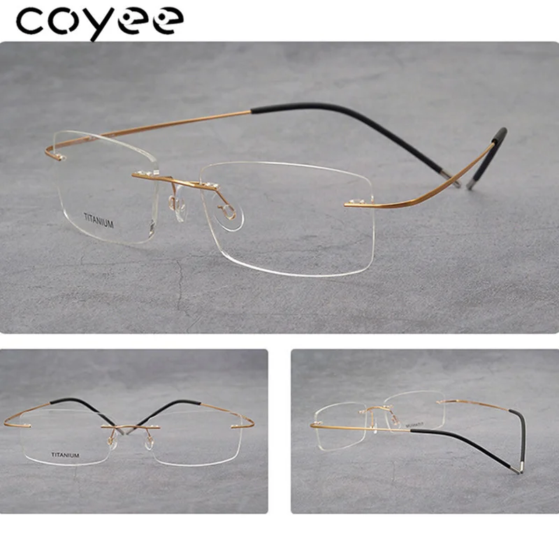 Ultralight Titanium Business Eyeglass Frames Women Men Gold Rimless Glasses 3