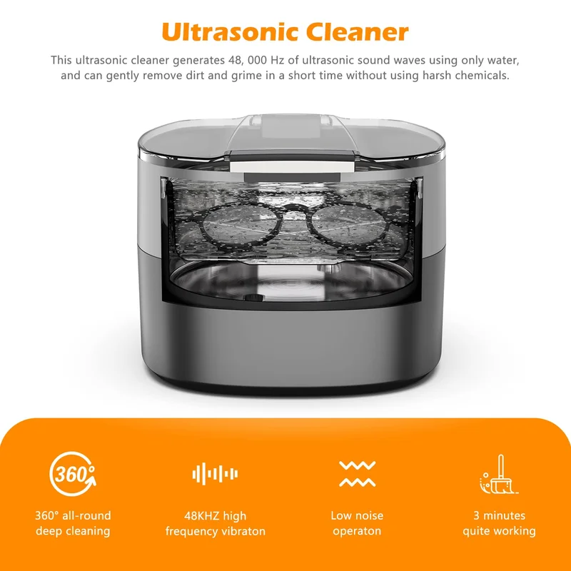 Ultrasonic Jewelry Cleaner, 750Ml Sonic Cleaner with Digital Timer for Eyeglasse 3