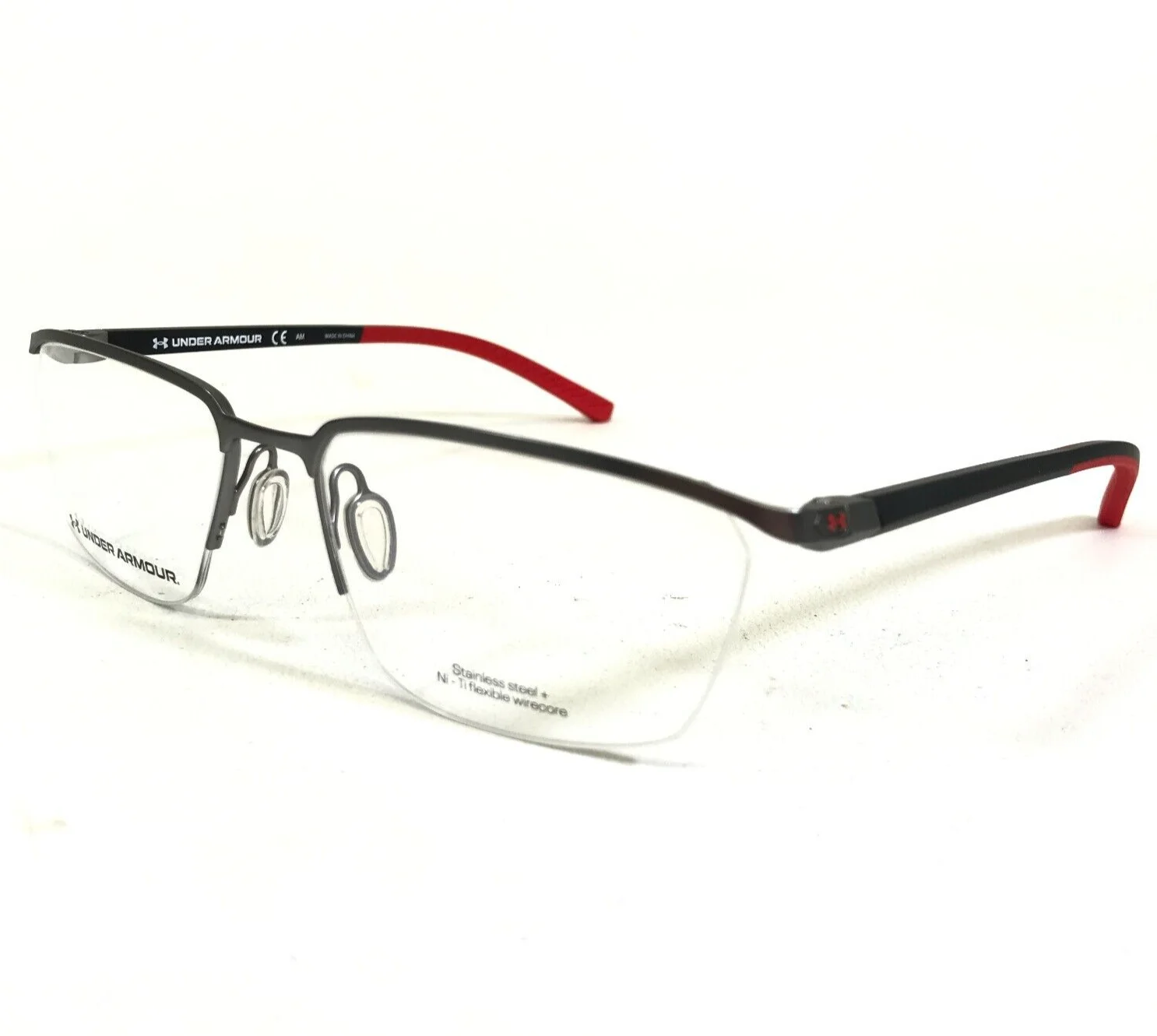 Under Armour Eyeglasses Frames UA 5002/G R81 Black Gray Red Square 55-17-145