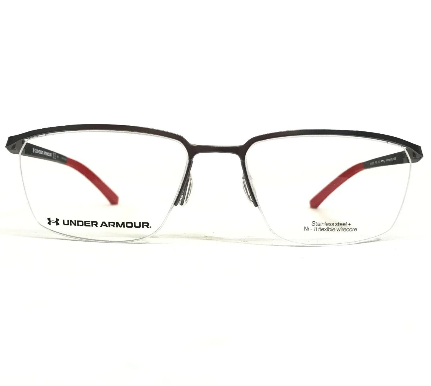 Under Armour Eyeglasses Frames UA 5002/G R81 Black Gray Red Square 55-17-145 2