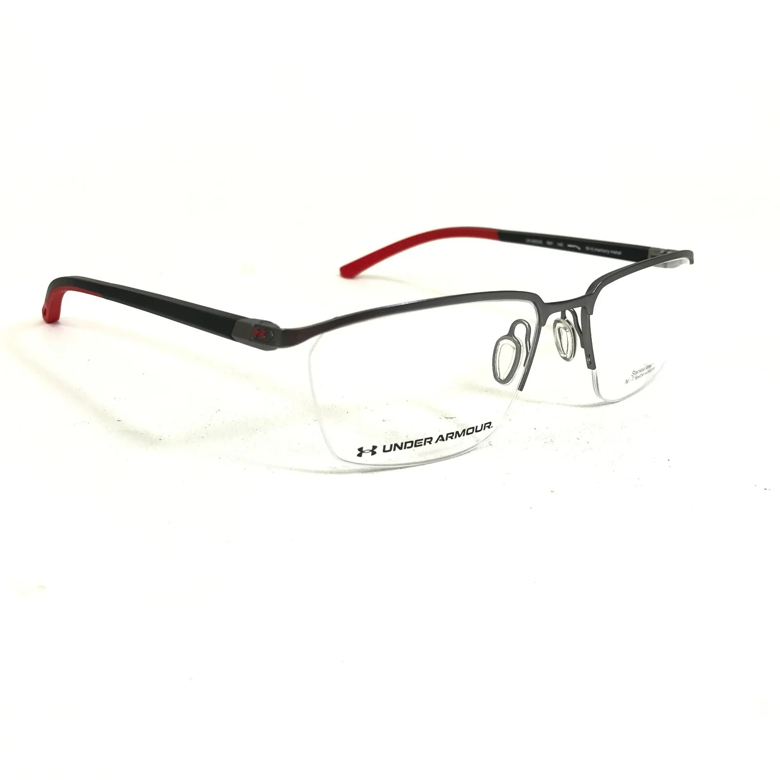 Under Armour Eyeglasses Frames UA 5002/G R81 Black Gray Red Square 55-17-145 3