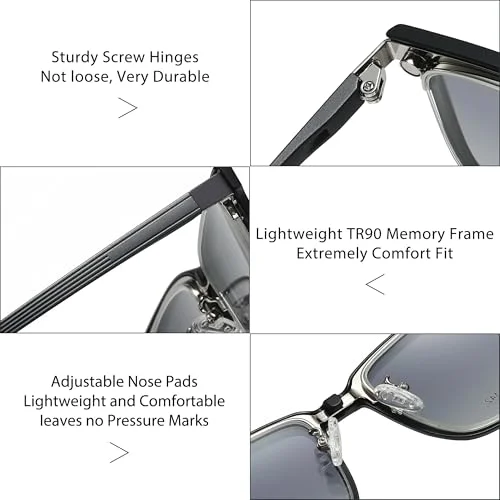 UNIEOWFA Square Semi-Rimless Optical Glasses Frame Men Magnetic Sunglasses Eyeglasses With Polarized clip on UV Protection 4