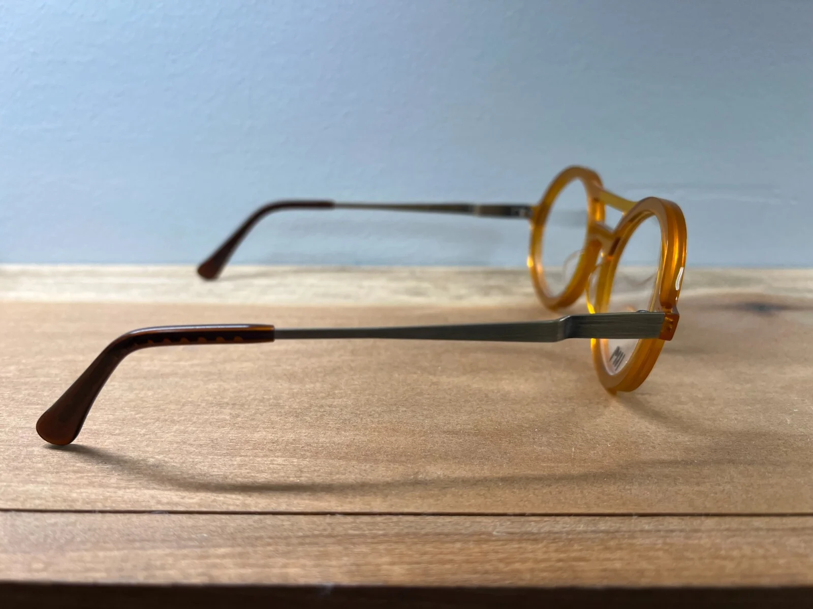 Unique Handcrafted Japanese Round Double Bar Yellow/Orange Eye Glass Frames 2