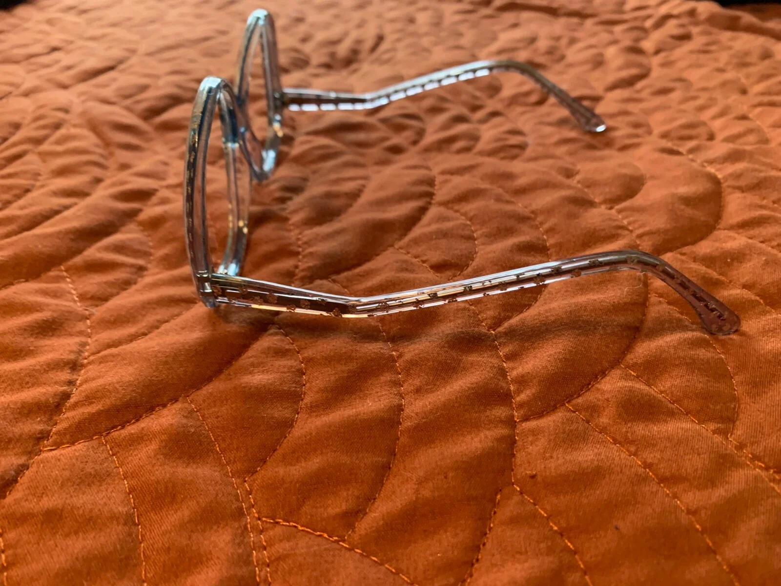 Unique Vintage 70s Glam Rock Eyeglasses Frames Ice Blue and Silver Glitter 3