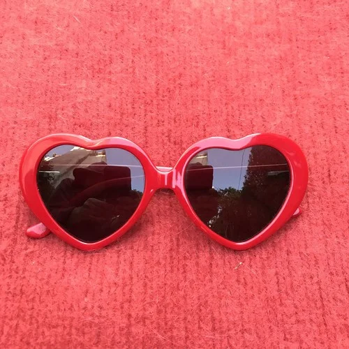 Unique Youth RX Specs Red Heart Sunglasses for Prescription Lenses Lolita (-75)