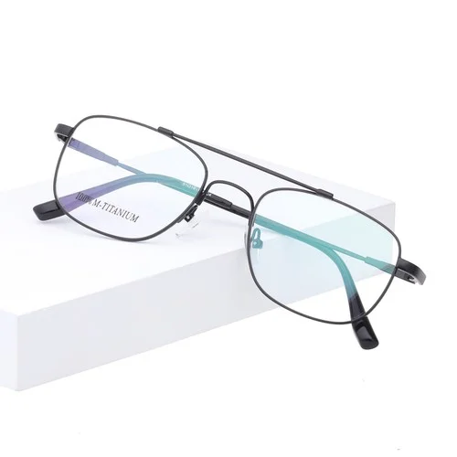 Unisex Full Rim Double Bridge Titanium Alloy Optical Eyeglasses Frame 51-18-140
