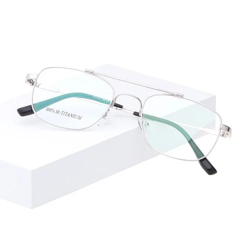 Unisex Full Rim Double Bridge Titanium Alloy Optical Eyeglasses Frame 51-18-140 2