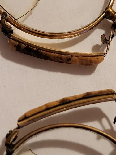 Unusual Antique Bi-focal Gold Eye Glasses With Pendant 2