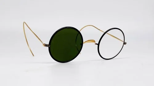 Unusual Antique vintage round eye Glasses one side sunglasses other side clear