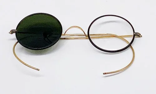 Unusual Antique vintage round eye Glasses one side sunglasses other side clear 2