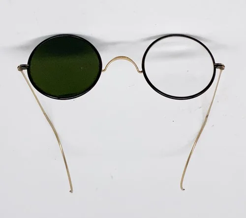 Unusual Antique vintage round eye Glasses one side sunglasses other side clear 4