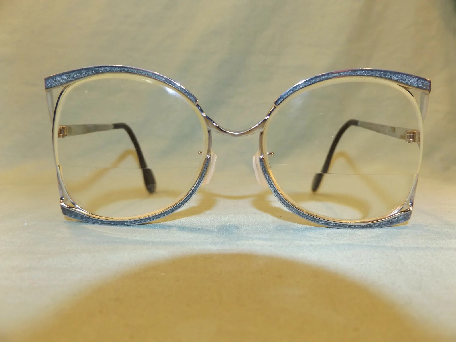 Unusual RETRO LADIES EYEGLASSES Chrome Metal ENAMEL Frames 52018 VERY COOL! 2