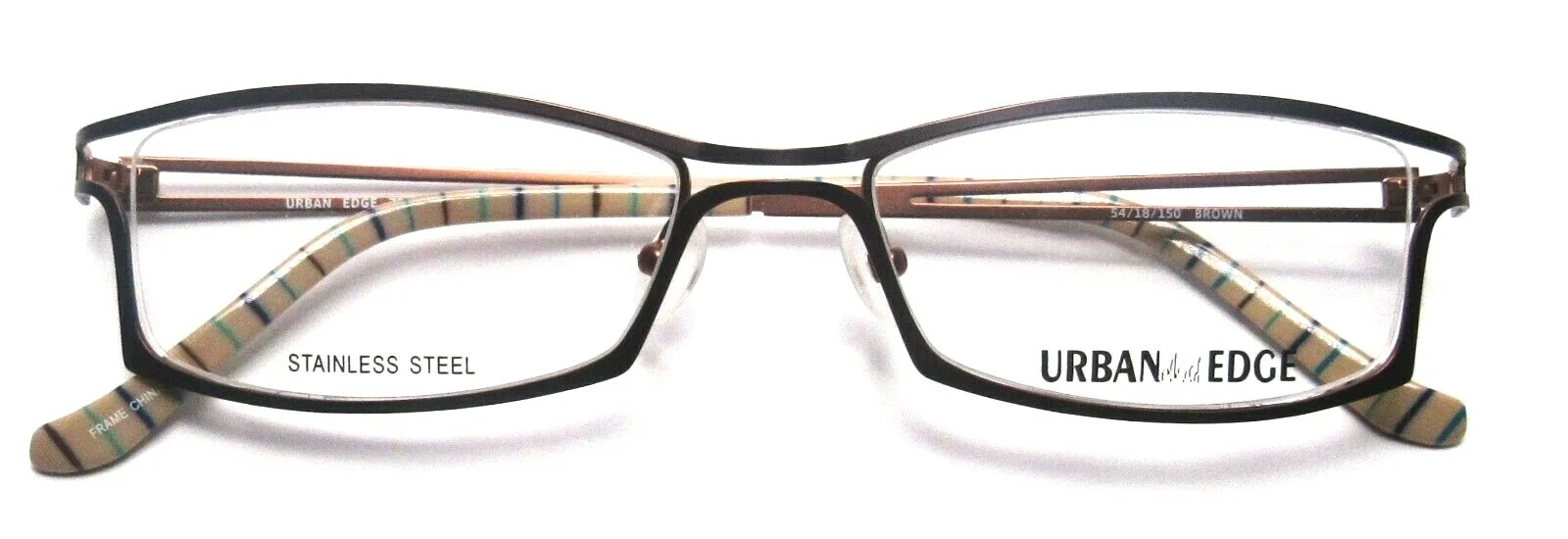URBAN EDGE 7335 Stainless Steel Eyeglass/Glasses Frames 54-18-150 Brown >NEW< 2