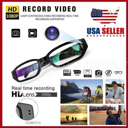 US 1080P HD Camera Glasses Audio Video Recorder Eyeglass Eyewear Sports DVR Cam