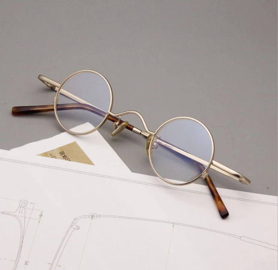 US Classic Small Round Japanese Eyeglass Frames Men Women Retro Golden Glasses 3
