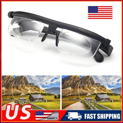 US Dial Adjustable Glasses Variable Focus For Reading Distance Vision Eyeglasses