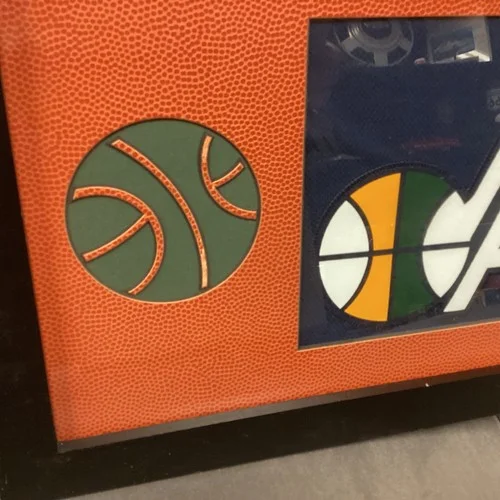 UTAH JAZZ BASKETBALL 21” X 10 1/2” GLASS FRAMED ART WORK 3