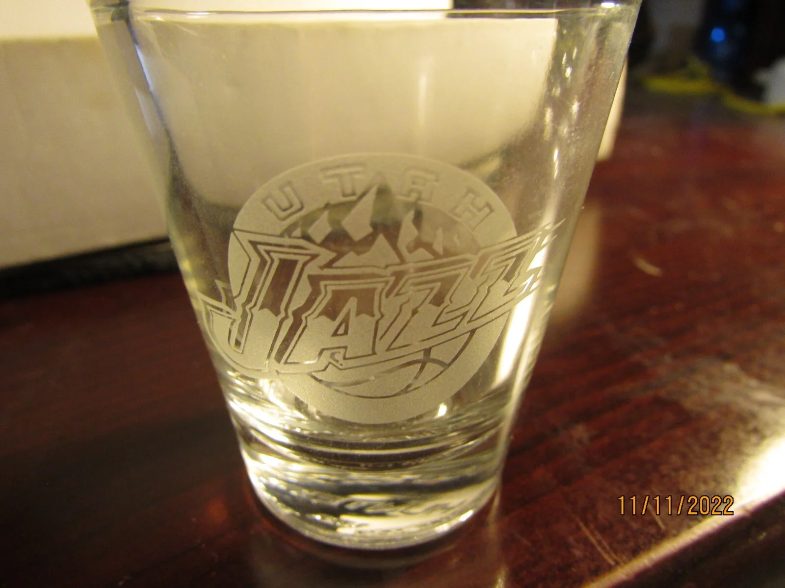 Utah Jazz NBA Basketball- Etched Logo on Clear Standard Shot Glass-Hunter Mfg. 4