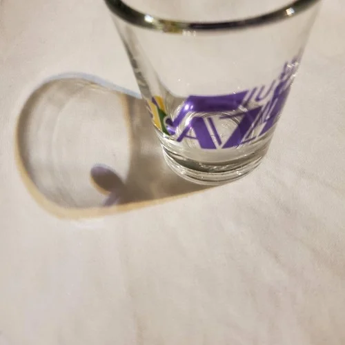 Utah Jazz Shot Glass Jazz Logoq Clear Purple Green Gold 2.5
