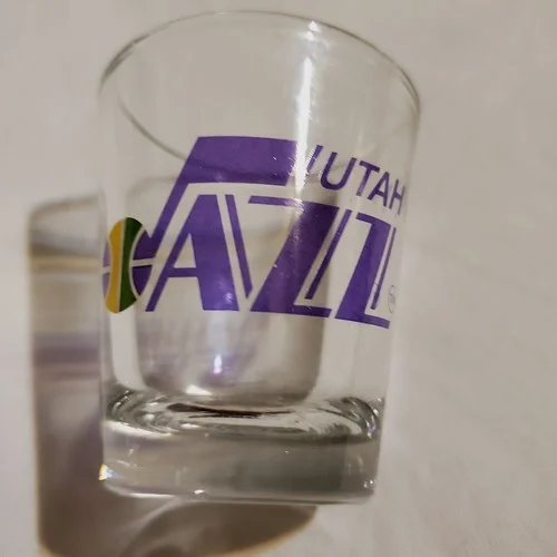 Utah Jazz Shot Glass Jazz Logoq Clear Purple Green Gold 2.5 2