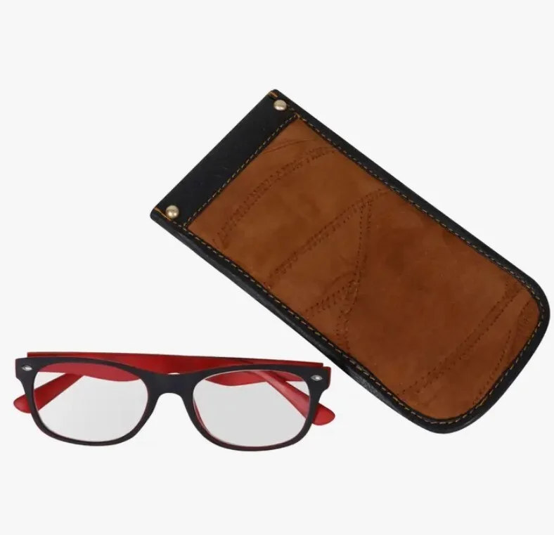 Vaan & Co sunglass sleeve readers case eyeglass case brown leather 4