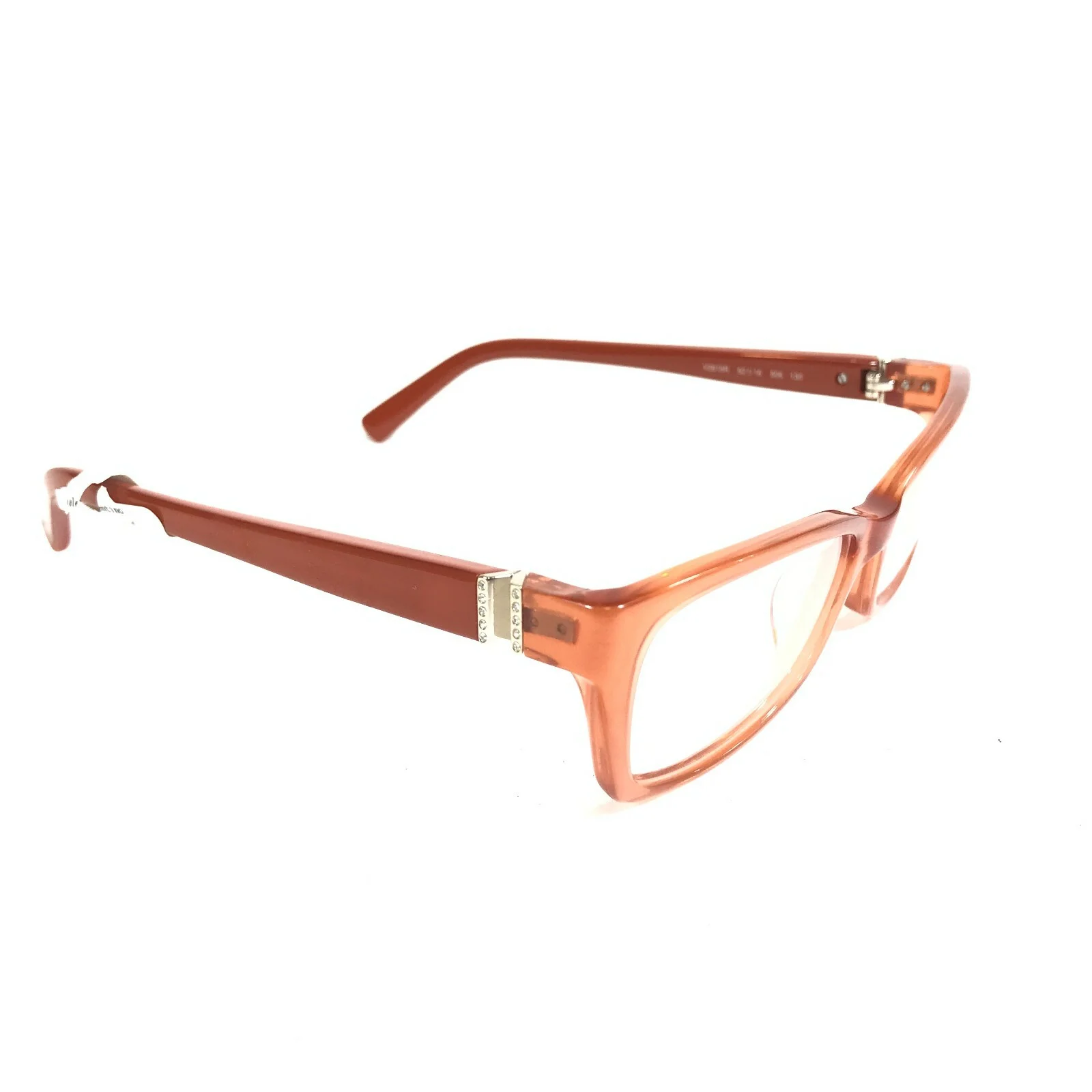 Valentino Eyeglasses Frames V2615R 506 Clear Orange Cat Eye Crystals 52-16-130 2