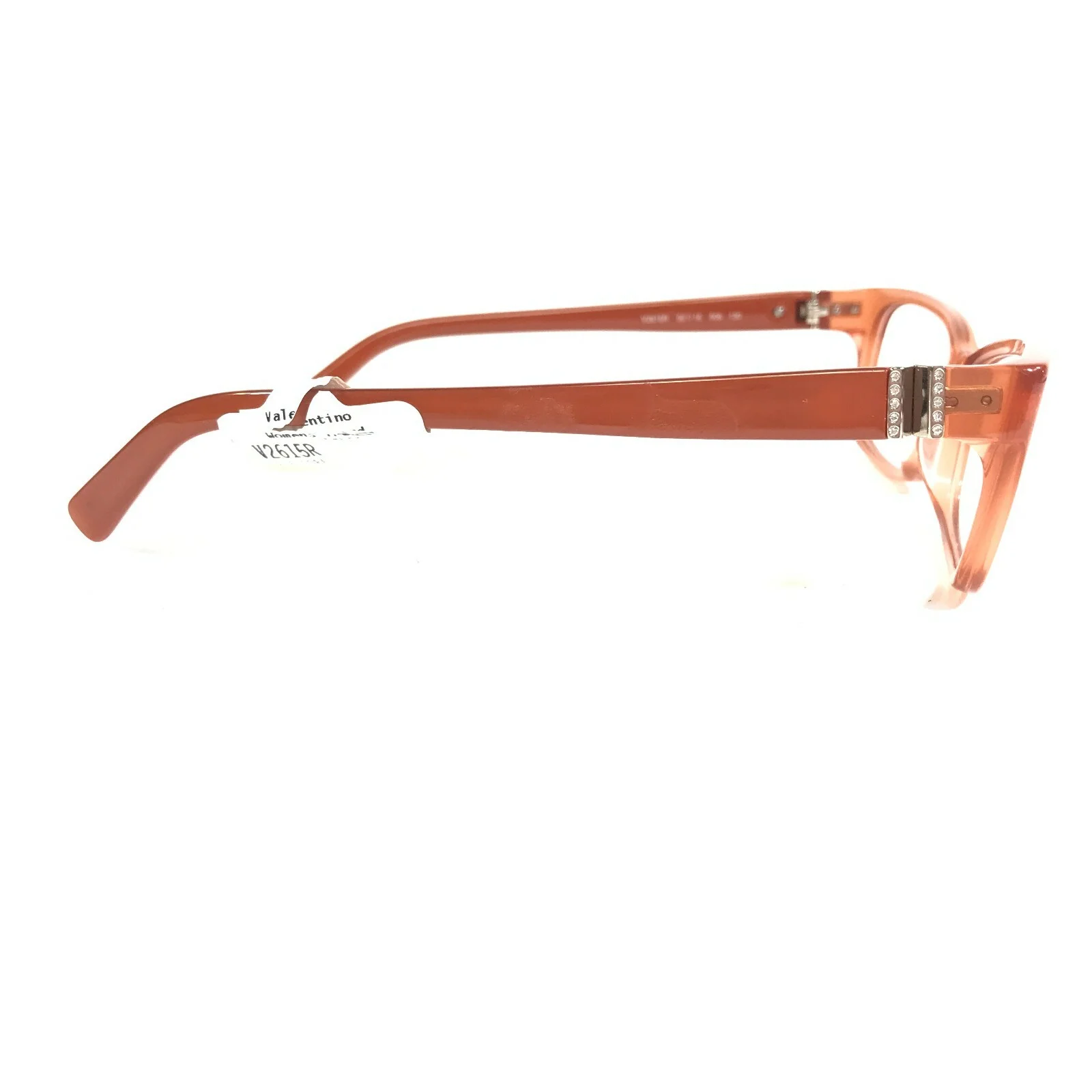 Valentino Eyeglasses Frames V2615R 506 Clear Orange Cat Eye Crystals 52-16-130 3