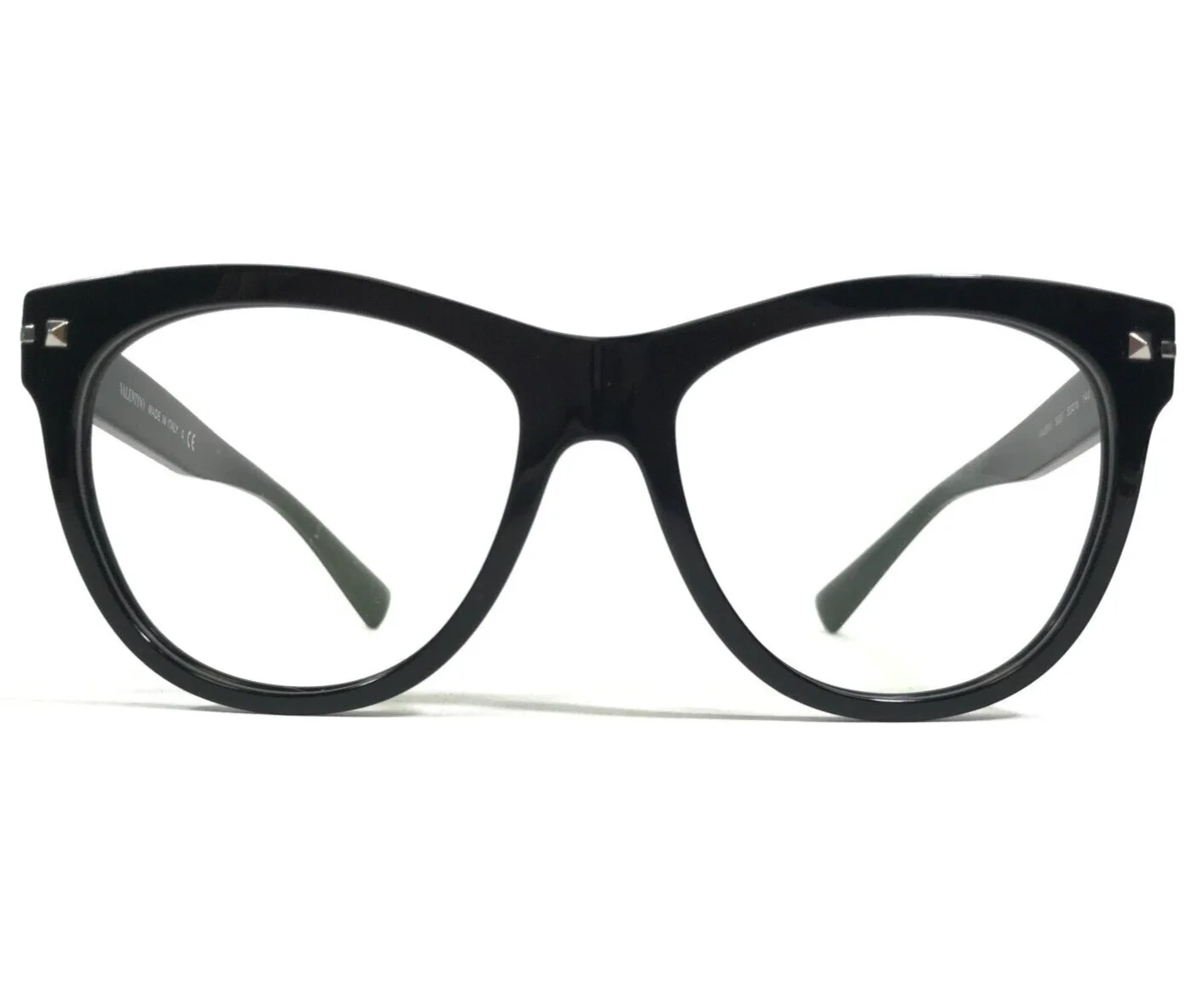 Valentino Eyeglasses Frames VA 3011 5001 Black Silver Cat Eye Full Rim 53-16-140