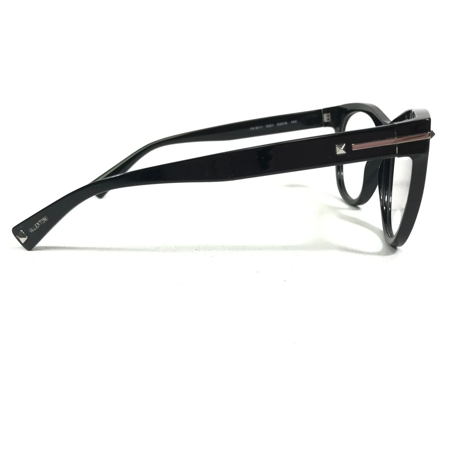 Valentino Eyeglasses Frames VA 3011 5001 Black Silver Cat Eye Full Rim 53-16-140 3