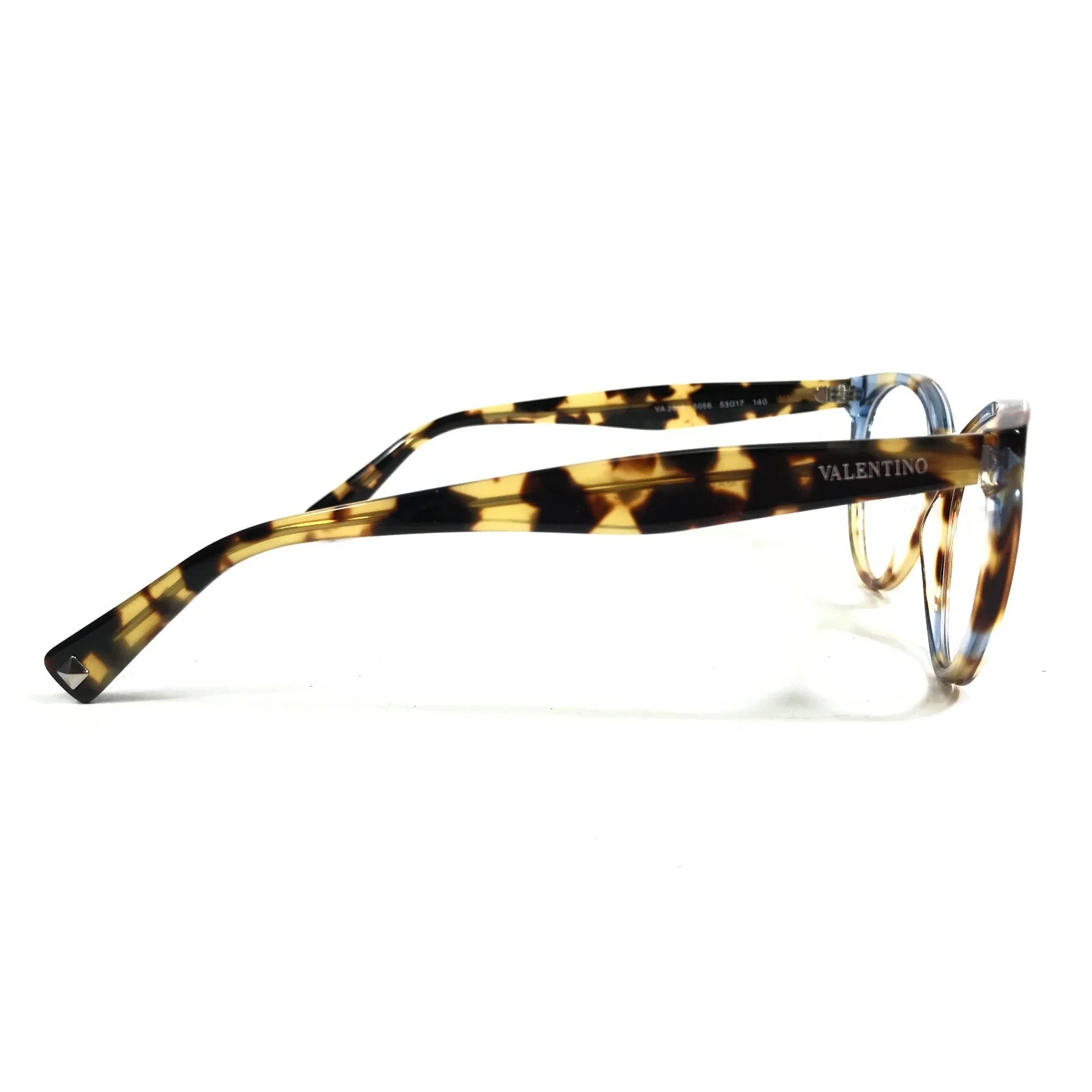 Valentino Eyeglasses Frames VA3013 5056 Brown Blue Tortoise Cat Eye 53-17-140 3