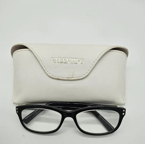 Valentino Eyeglasses V2649 Frames Black Rectangular Cat Eye Studded 54-16-130