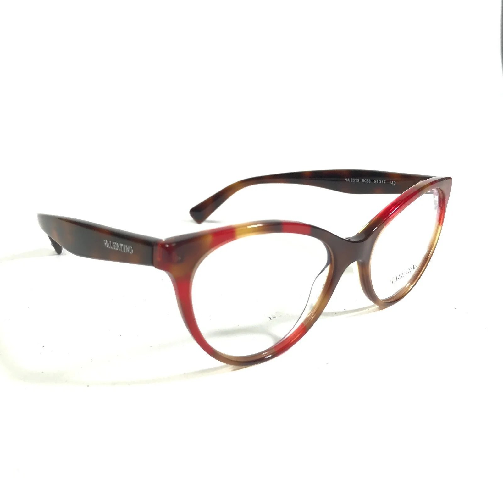 Valentino VA 3013 5058 Eyeglasses Frames Brown Red Tortoise Cat Eye 51-17-140 2
