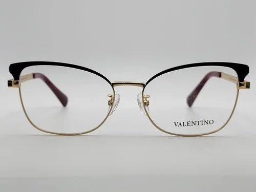 Valentino VA1022 3031A Bordeaux/Gold Cat Eye Full Rim Eyeglass Frames 54-16-140 2