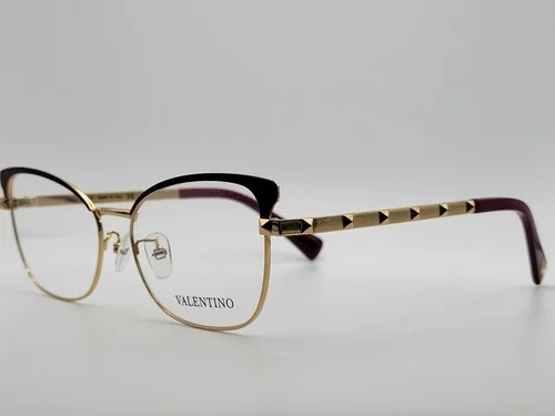 Valentino VA1022 3031A Bordeaux/Gold Cat Eye Full Rim Eyeglass Frames 54-16-140 3