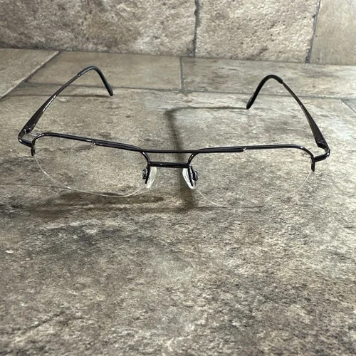 Van Heusen Franklin Gun Metal Half Rim Eyeglasses Frames ONLY 56[] 18-140 w/Case 2