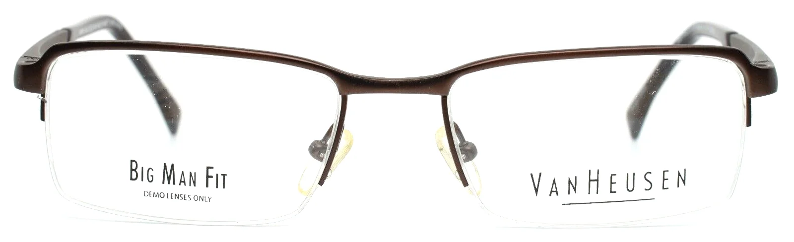 VAN HEUSEN IMPM-15-04 Matt Brown Mens Rectangle Eyeglasses 55-18-140 B:33 2