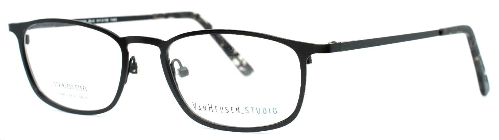 VAN HEUSEN STUDIO S338 BLK Black Unisex Oval Full Rim Eyeglasses 51-18-143 B:34
