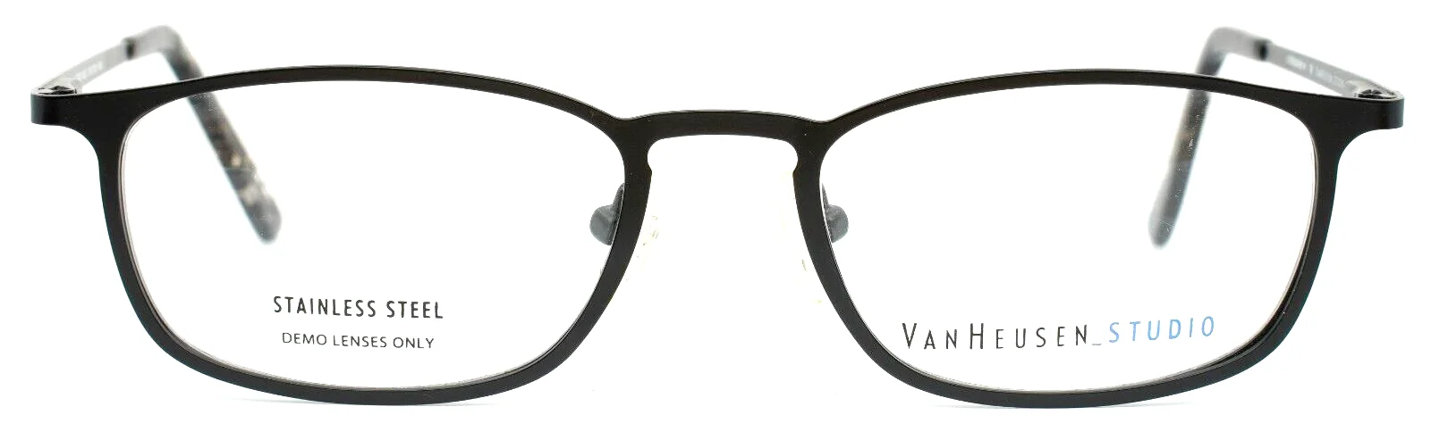 VAN HEUSEN STUDIO S338 BLK Black Unisex Oval Full Rim Eyeglasses 51-18-143 B:34 2