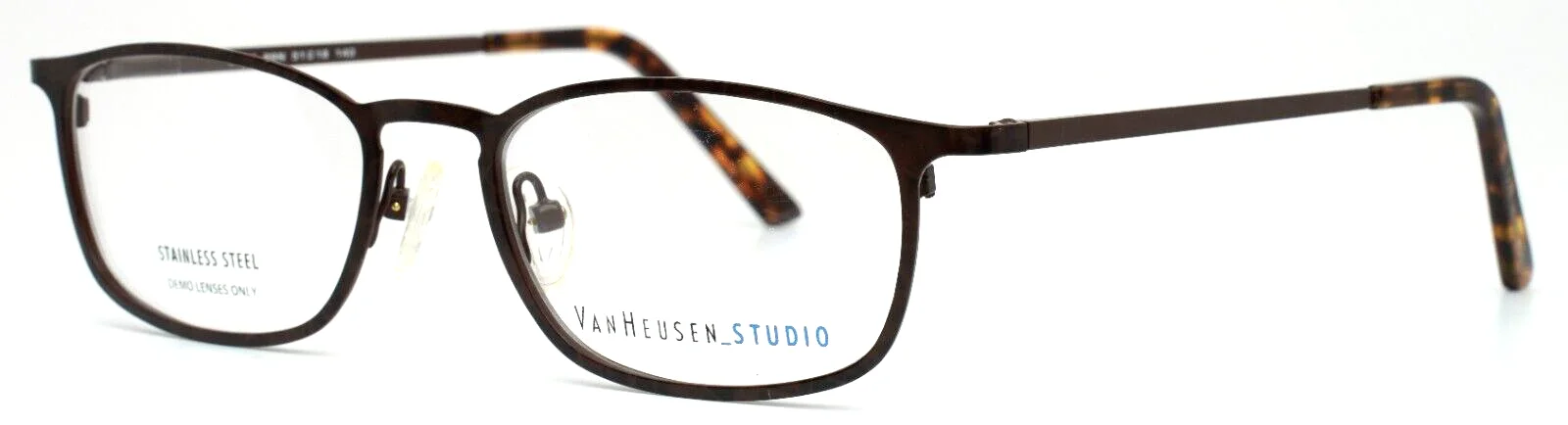VAN HEUSEN STUDIO S338 BRN Brown Mens Oval Eyeglasses 51-18-143 B:34