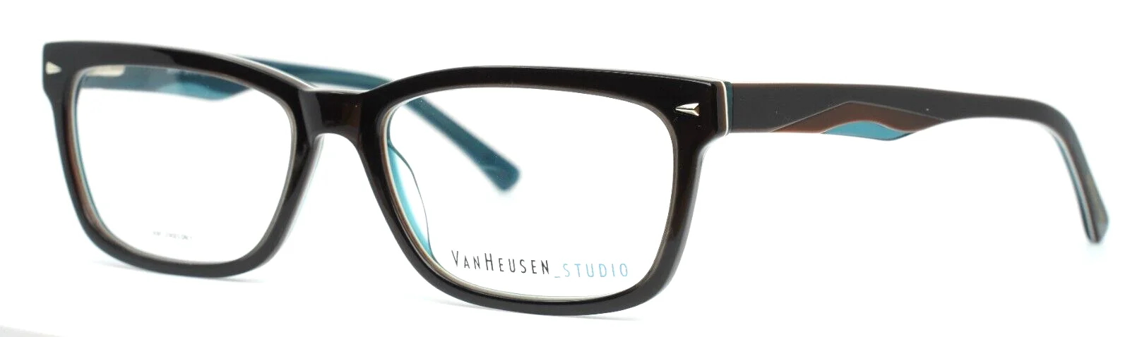 VAN HEUSEN STUDIO S340 BRN Brown Mens Rectangle Eyeglasses 55-17-145 B:35