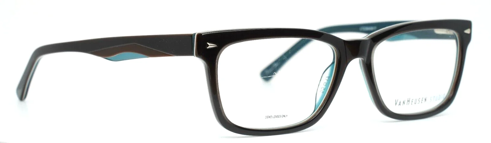 VAN HEUSEN STUDIO S340 BRN Brown Mens Rectangle Eyeglasses 55-17-145 B:35 3