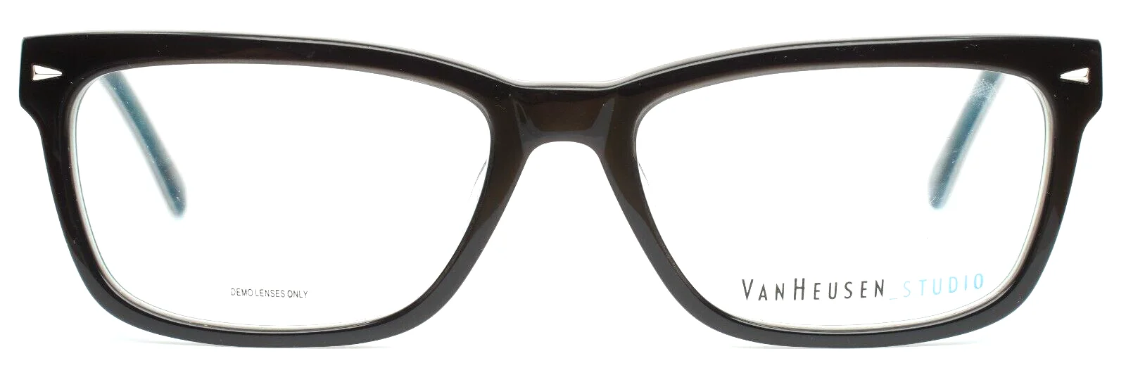 VAN HEUSEN STUDIO S340 BRN Mens Brown Rectangle Eyeglasses 55-17-145 B:35 2