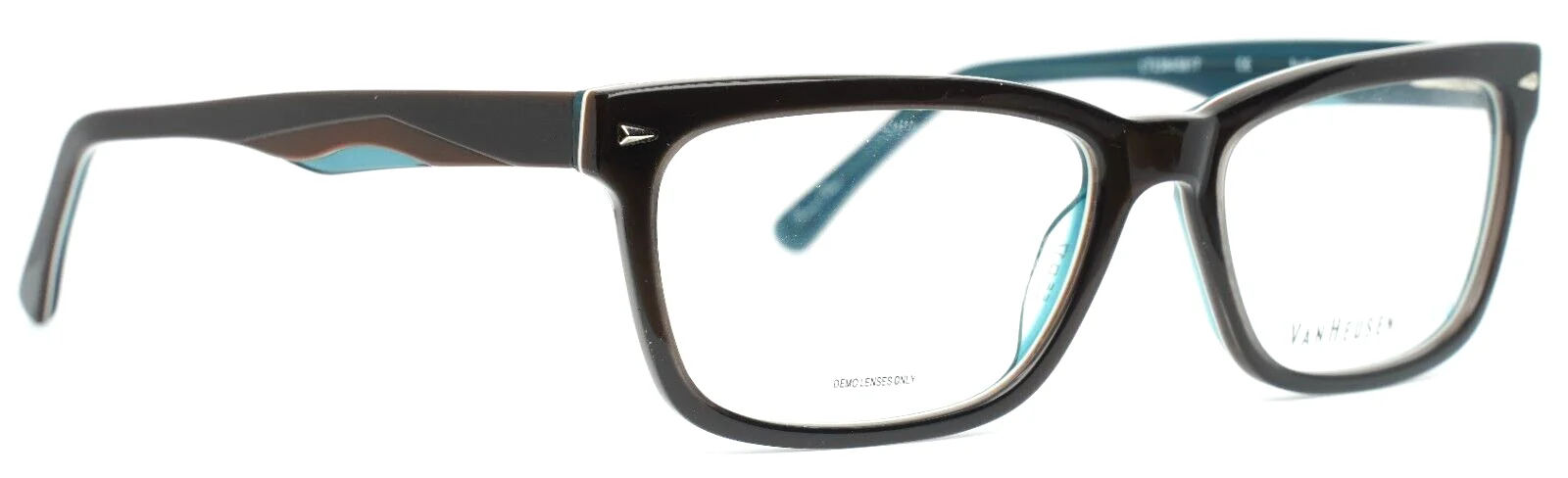 VAN HEUSEN STUDIO S340 BRN Mens Brown Rectangle Eyeglasses 55-17-145 B:35 3