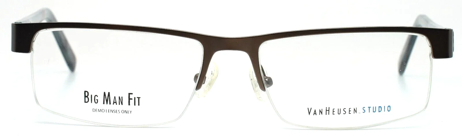 VAN HEUSEN STUDIO S343 GUN Gunmetal Mens Rectangle Half Rim Eyeglasses 55-17-145 2