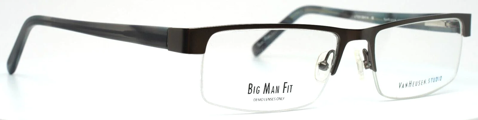 VAN HEUSEN STUDIO S343 GUN Gunmetal Mens Rectangle Half Rim Eyeglasses 55-17-145 3