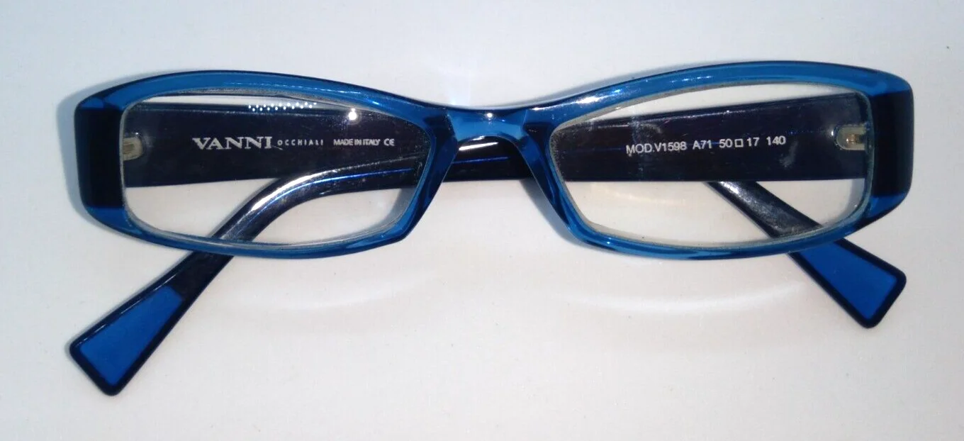 Vanni Occhiali V1598 A71 Eyeglass Frames Italy Blue & Black 50-17-140 Retro Look 4