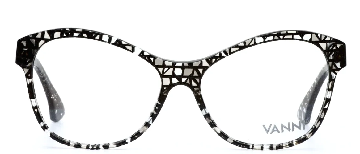 VANNI V1267 A10 Black/Clear Womens Cat Eye Full Rim Eyeglasses 54-16-140 B:44 2