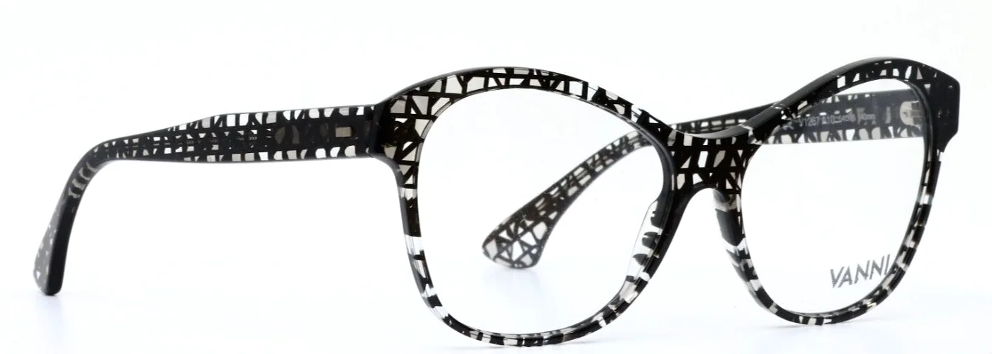 VANNI V1267 A10 Black/Clear Womens Cat Eye Full Rim Eyeglasses 54-16-140 B:44 3